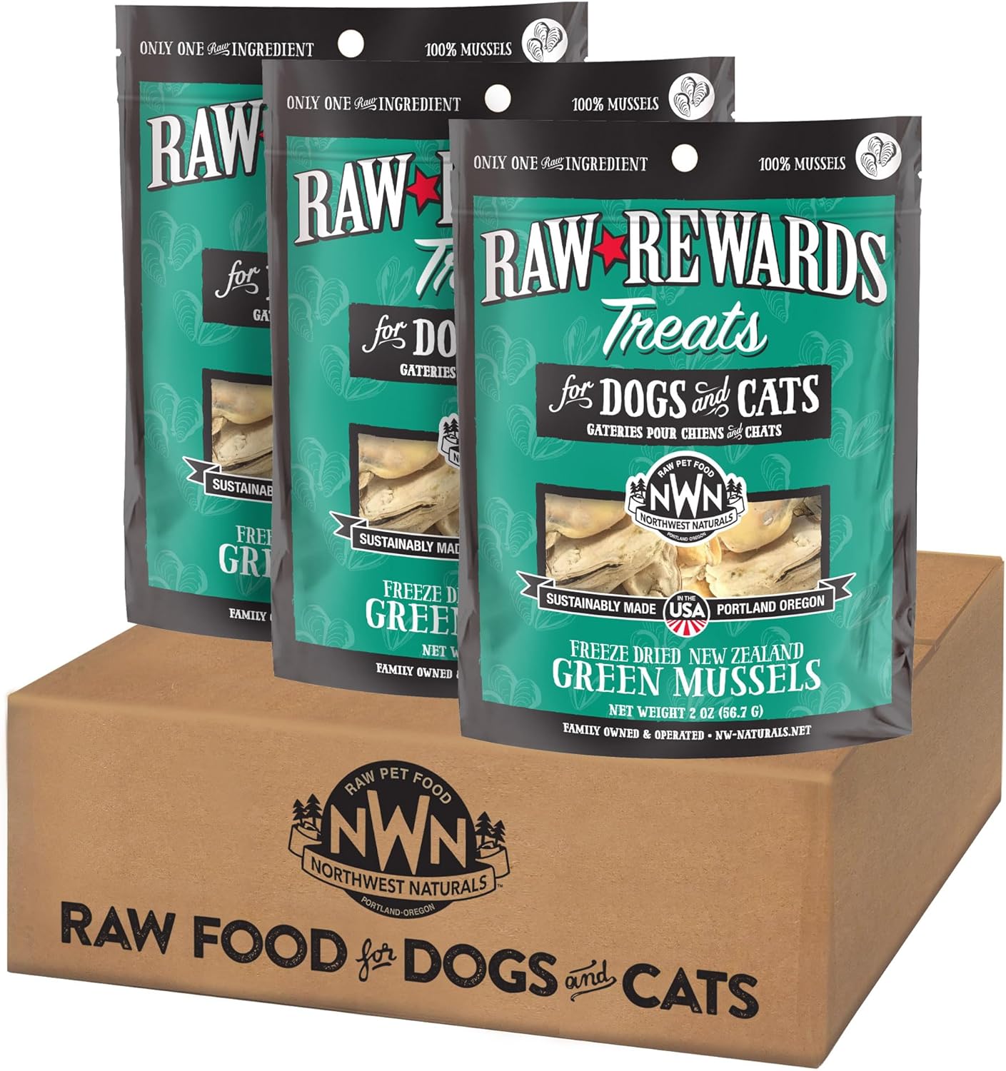 Northwest Naturals Raw Rewards Freeze-Dried Mussel Treats for Pets