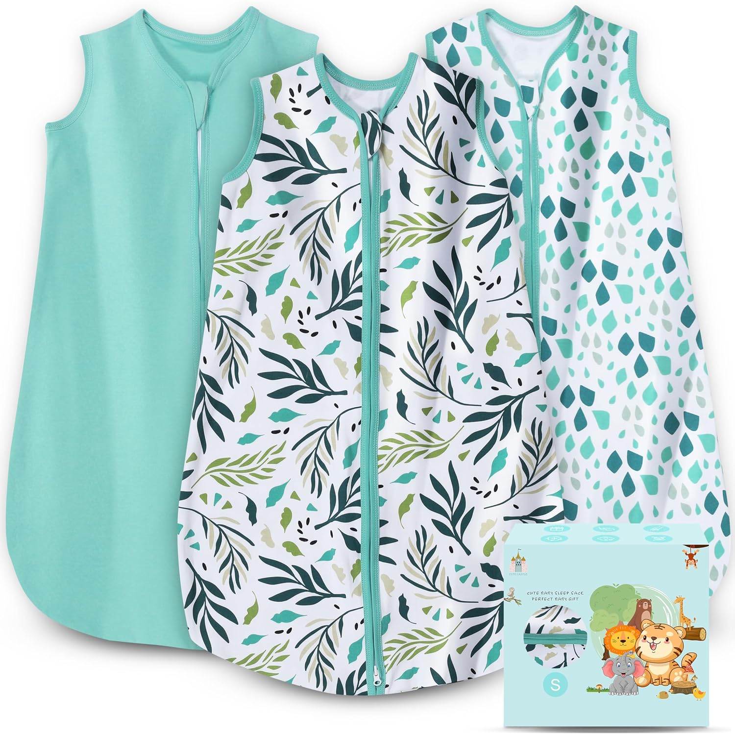 Cozy Infant Sleep Sacks - Lightweight Cotton, 2-Way Zipper, TOG 0.5 (3 Pack)