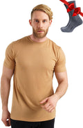 Merino Wool T-Shirt Mens - Lightweight Thermal Tee with Socks T-Shirts