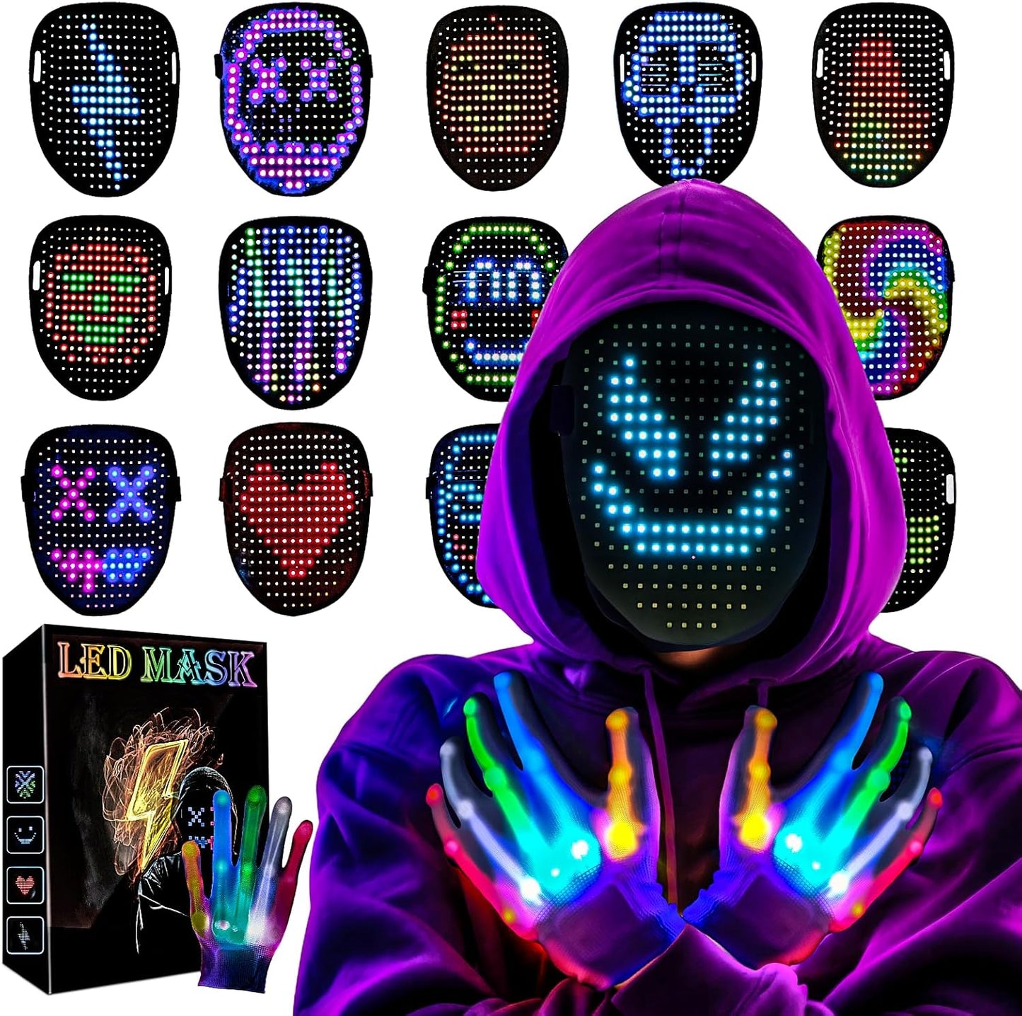 Led-Mask Gloves Halloween Costumes For Kids Men Adult 2025