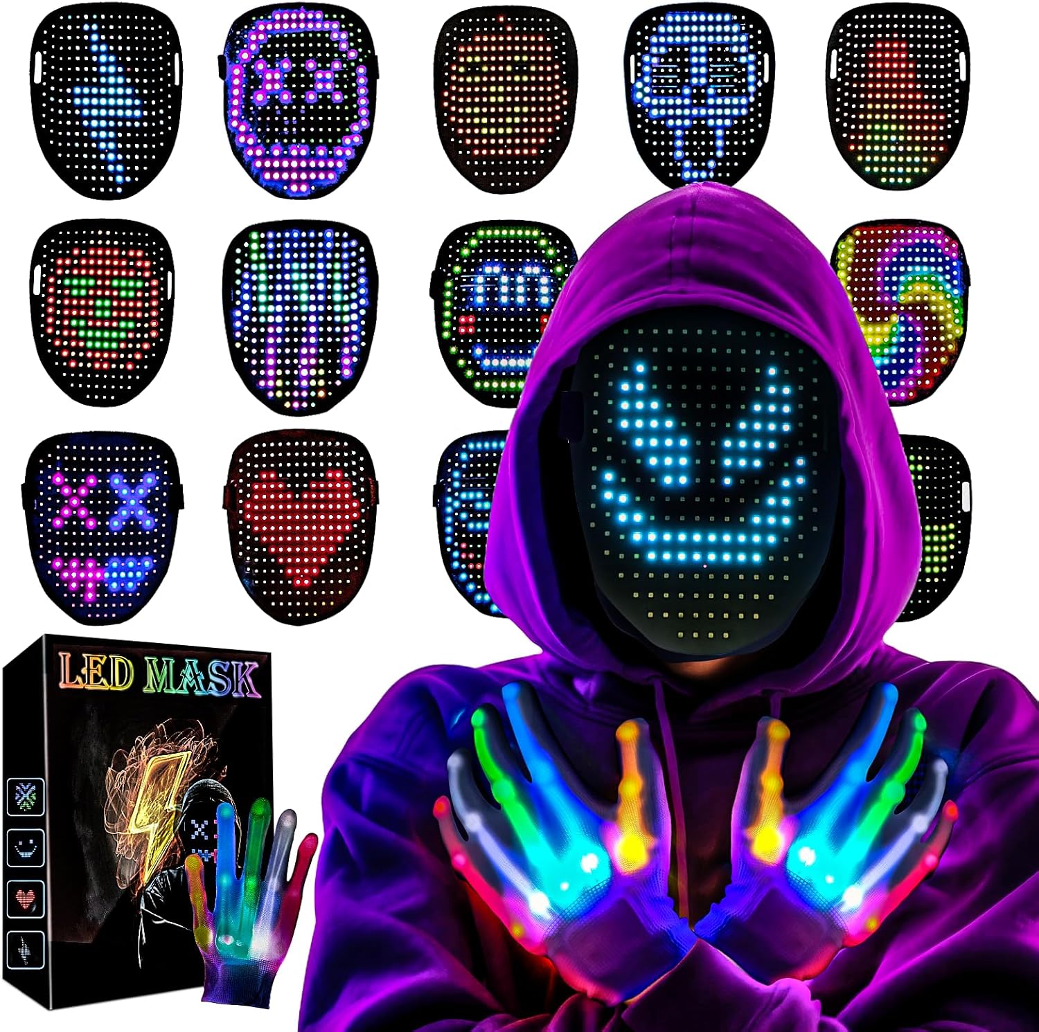 Led-Mask Gloves Halloween Costumes For Kids Men Adult 2025