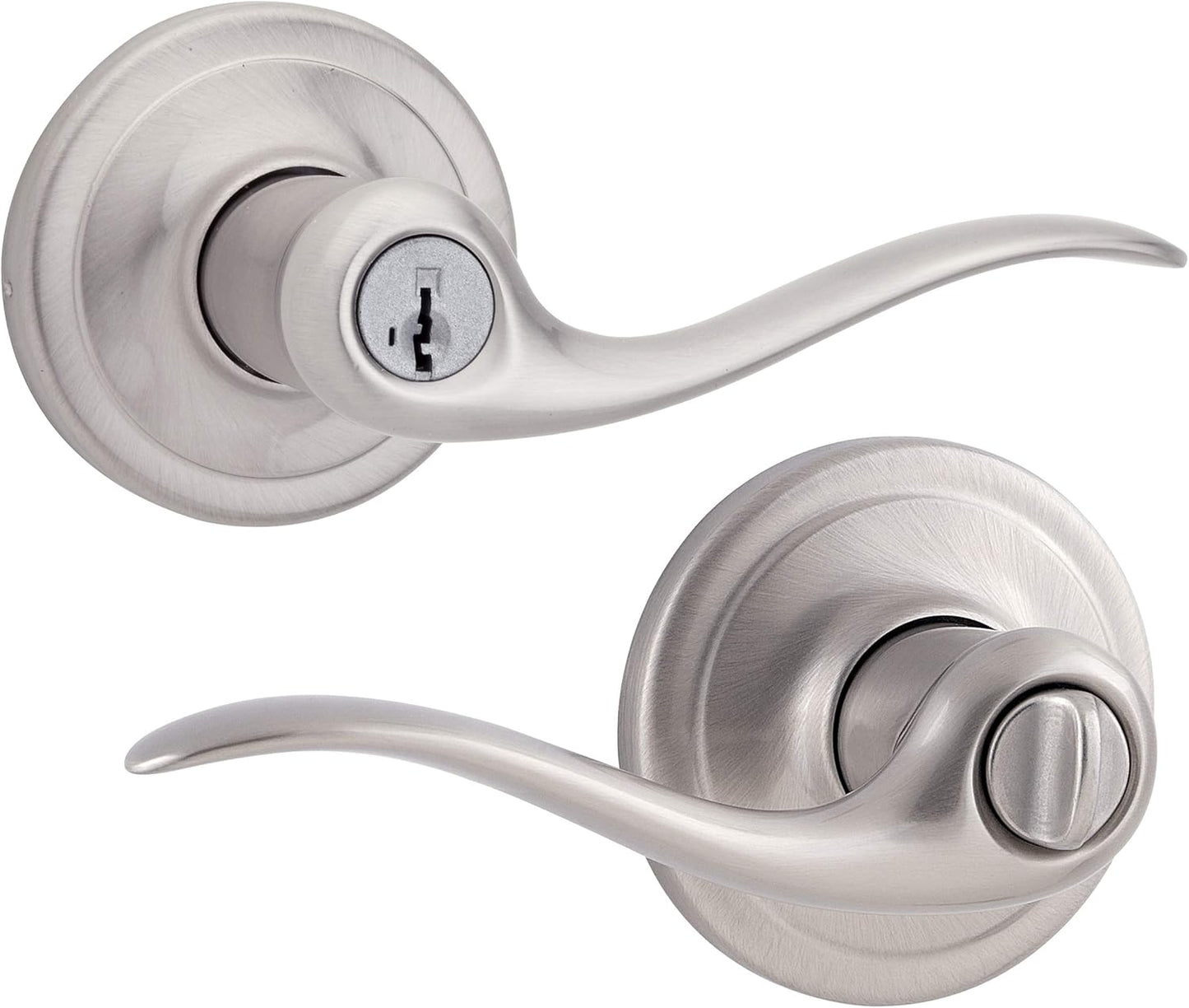 Kwikset Tustin Entry Door Handle with Lock and Key for Security