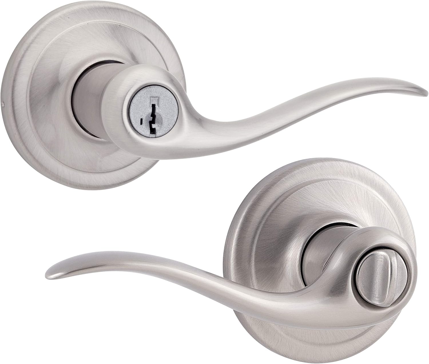 Kwikset Tustin Entry Door Handle with Lock and Key for Security