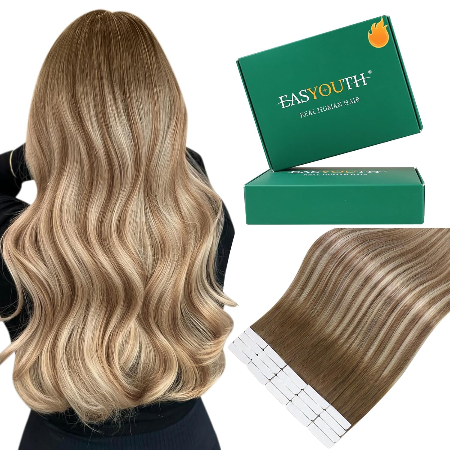 Easyouth 22 Inch Tape in Hair Extensions for Natural Look