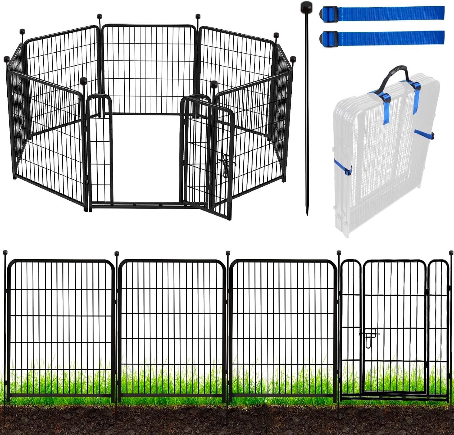 ADAVIN Tall Garden Fence with Gate for Outdoor Dog Playpen