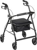 Drive Medical R726BK Foldable Rollator Walker with Seat - Stable