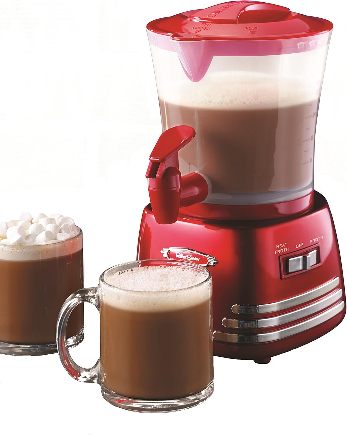 Nostalgia Retro Frother & Hot Choc Maker, 32 Oz, Red