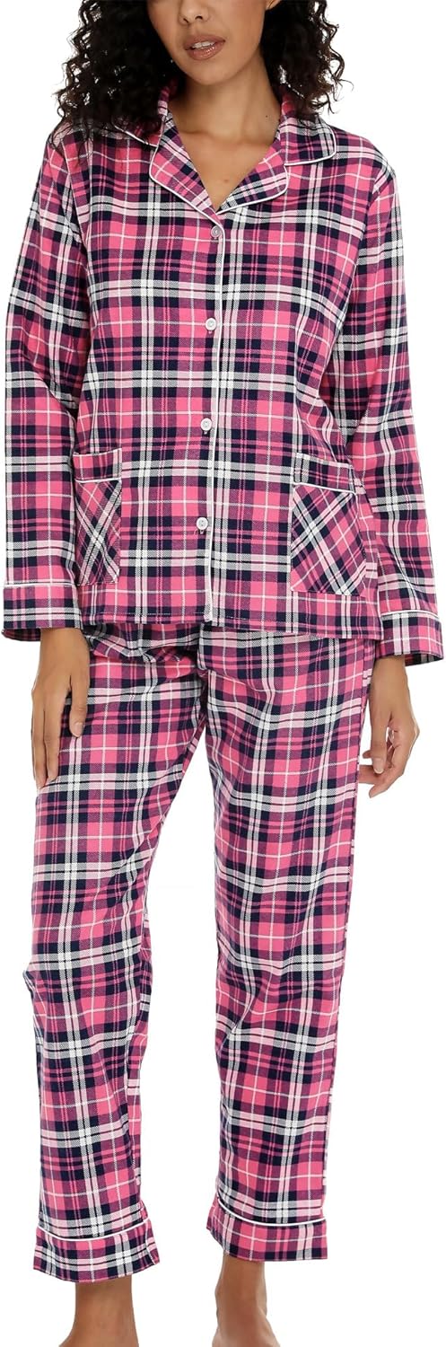 ENJOYNIGHT Womens Cotton Flannel Pajamas Set for Comfort