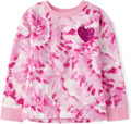Girls' Long Sleeve Crew Neck Pullover Sweater - Cozy Tie Dye