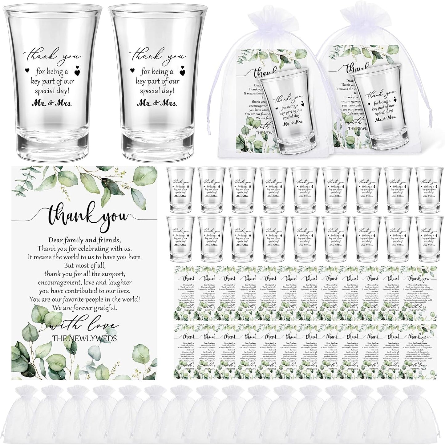Uiifan Wedding Favors: 100 Sets of Shot Glasses & Gifts