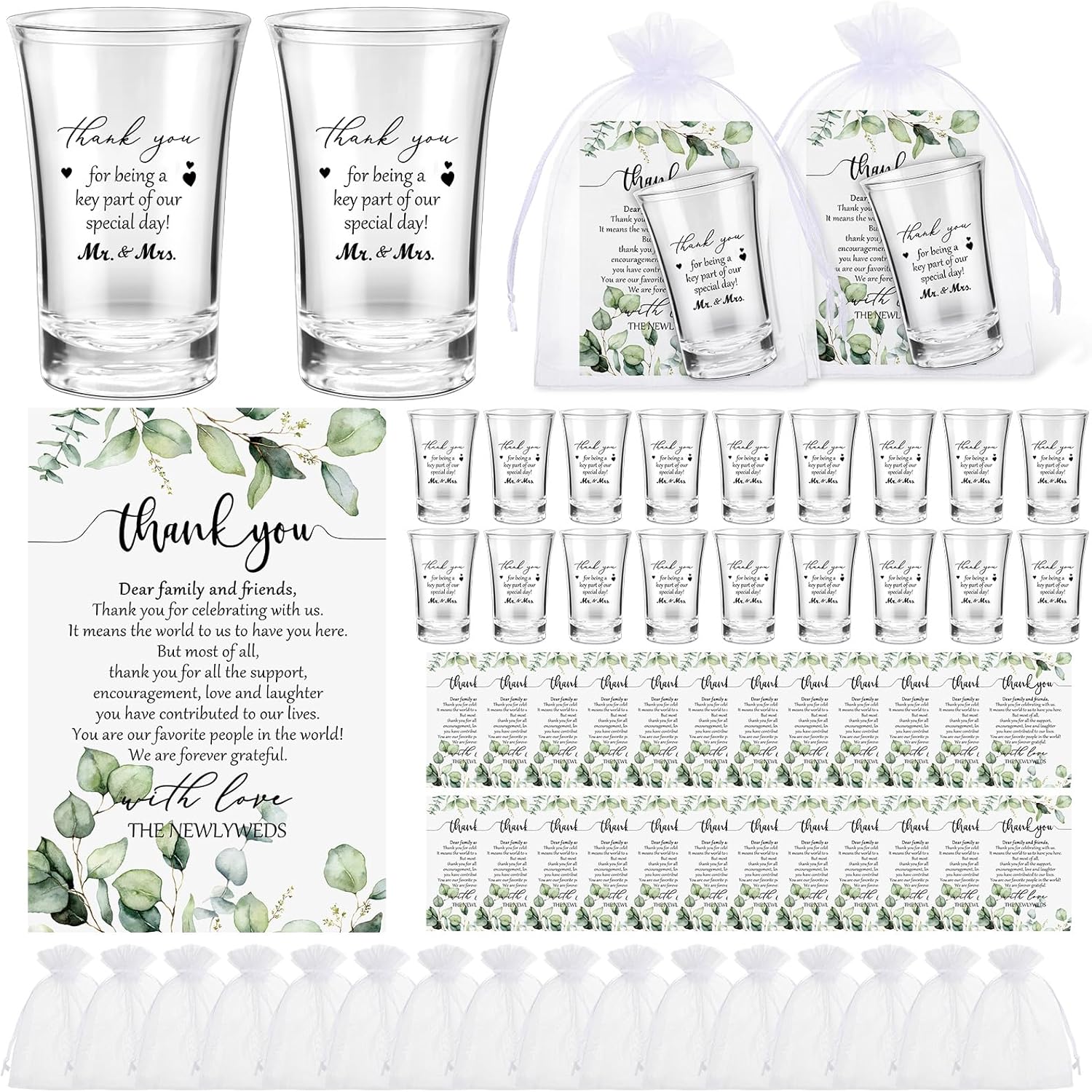 Uiifan Wedding Favors: 100 Sets of Shot Glasses & Gifts