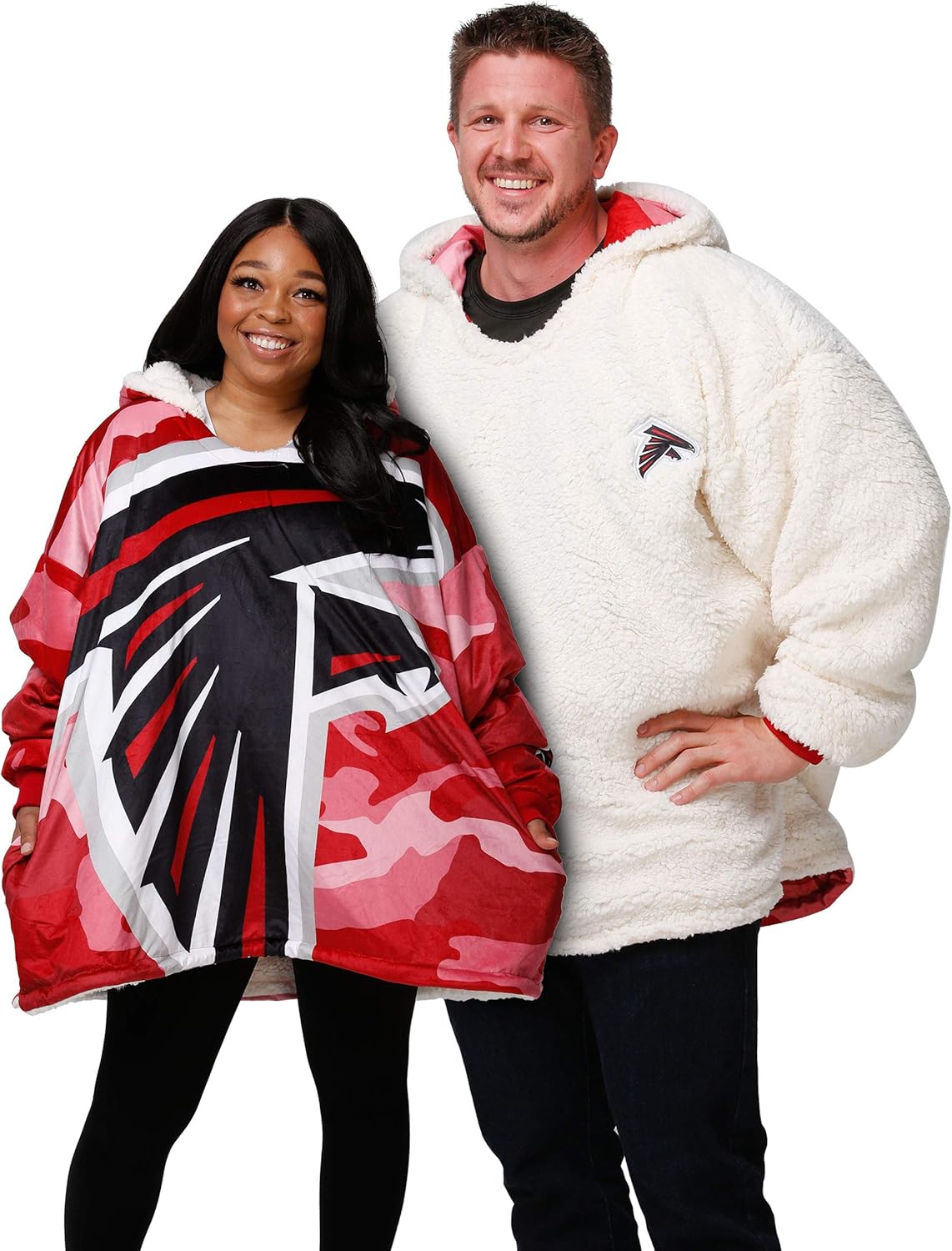Foco NFL Team Logo Reversible Oversized Sherpa Hoodie Sweatshirt