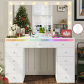 Makeup Vanity Desk with RGB Lights and Large 36.9 in Mirror - Glam