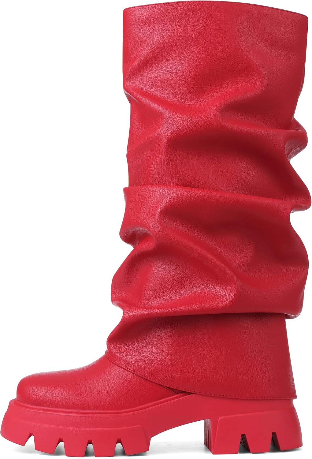 VOMIRA Women's Fold Over Slouchy Platform Boots for Style