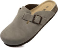 Women's Suede Clogs Cork Footbed Comfort Mules - Slip On Support