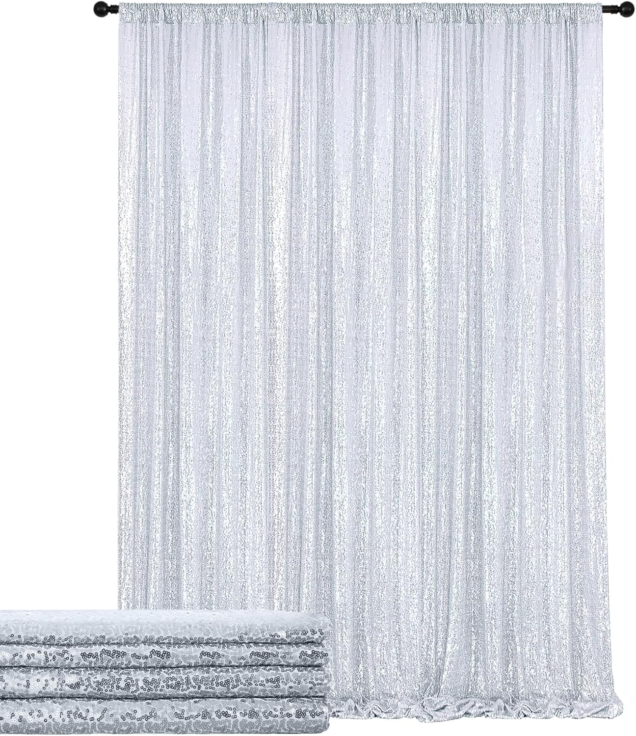 Sparkling Silver Sequin Backdrop - Wrinkle-Free Elegance