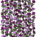 Artificial Flower Garland with Purple Roses for Home Decor
