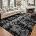 6x9 Ft Large Shag Rug Dark Grey Tie-Dyed - Ultra Soft Fluffy Comfort