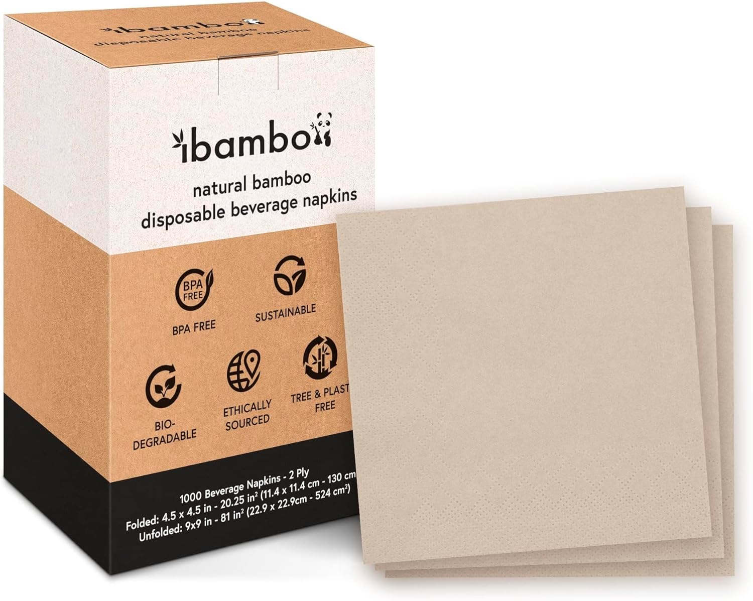 100% Bamboo Cocktail Napkins for Wedding Events and Parties