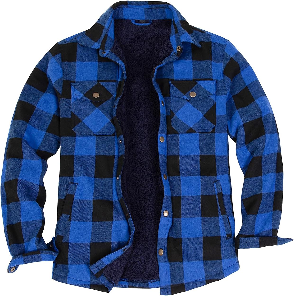 ZENTHACE Men's Sherpa Lined Flannel Shirt Jacket for Winter