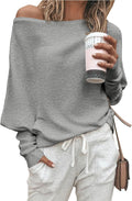 Zenlonr Womens Fall Sweaters 2025 Off Shoulder Batwing Pullover - Cozy