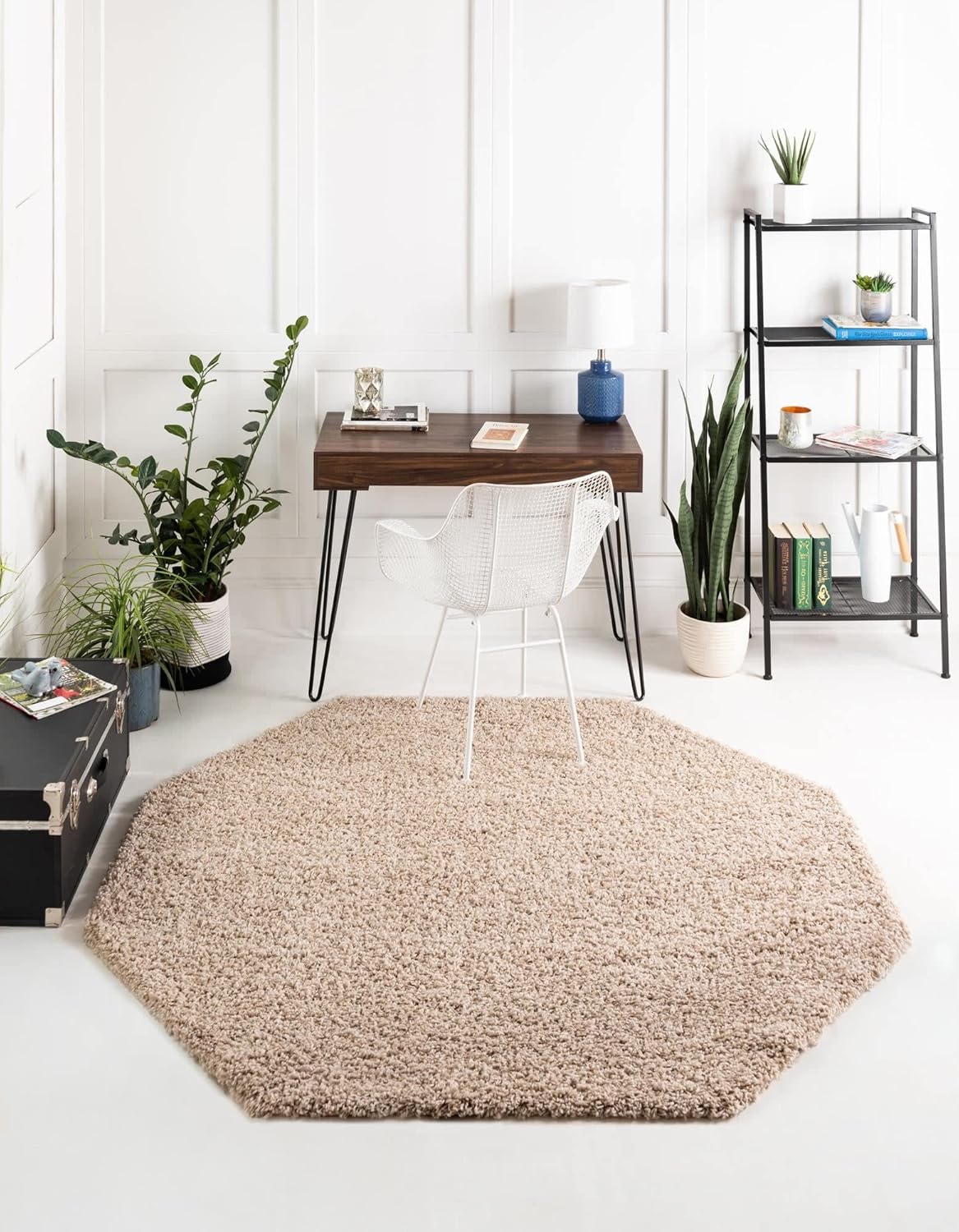 Unique Loom Solid Shag Area Rug in Taupe - Luxurious Comfort