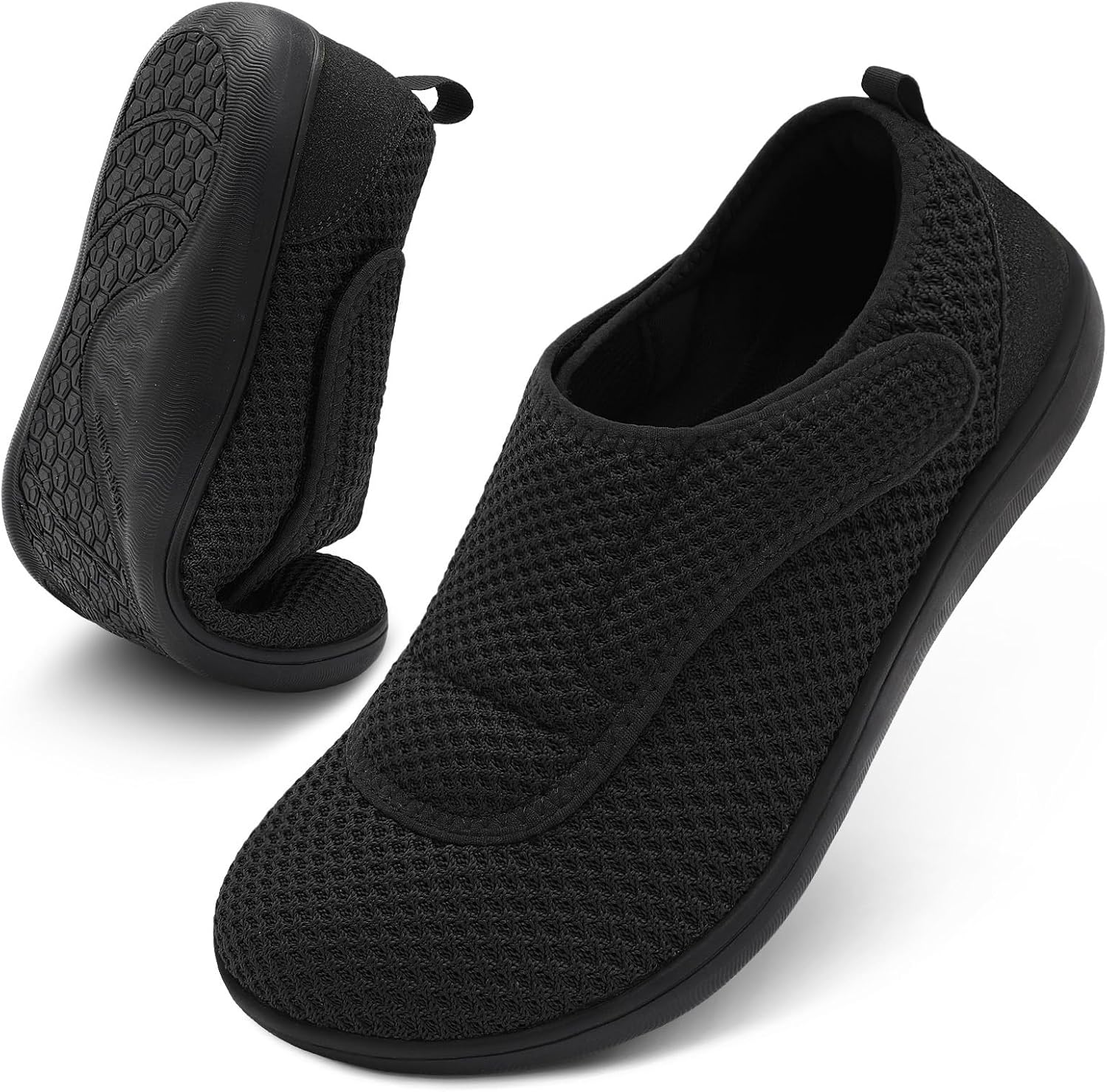 Mens Walking Shoes for Diabetic Feet - Adjustable Comfort Sneakers