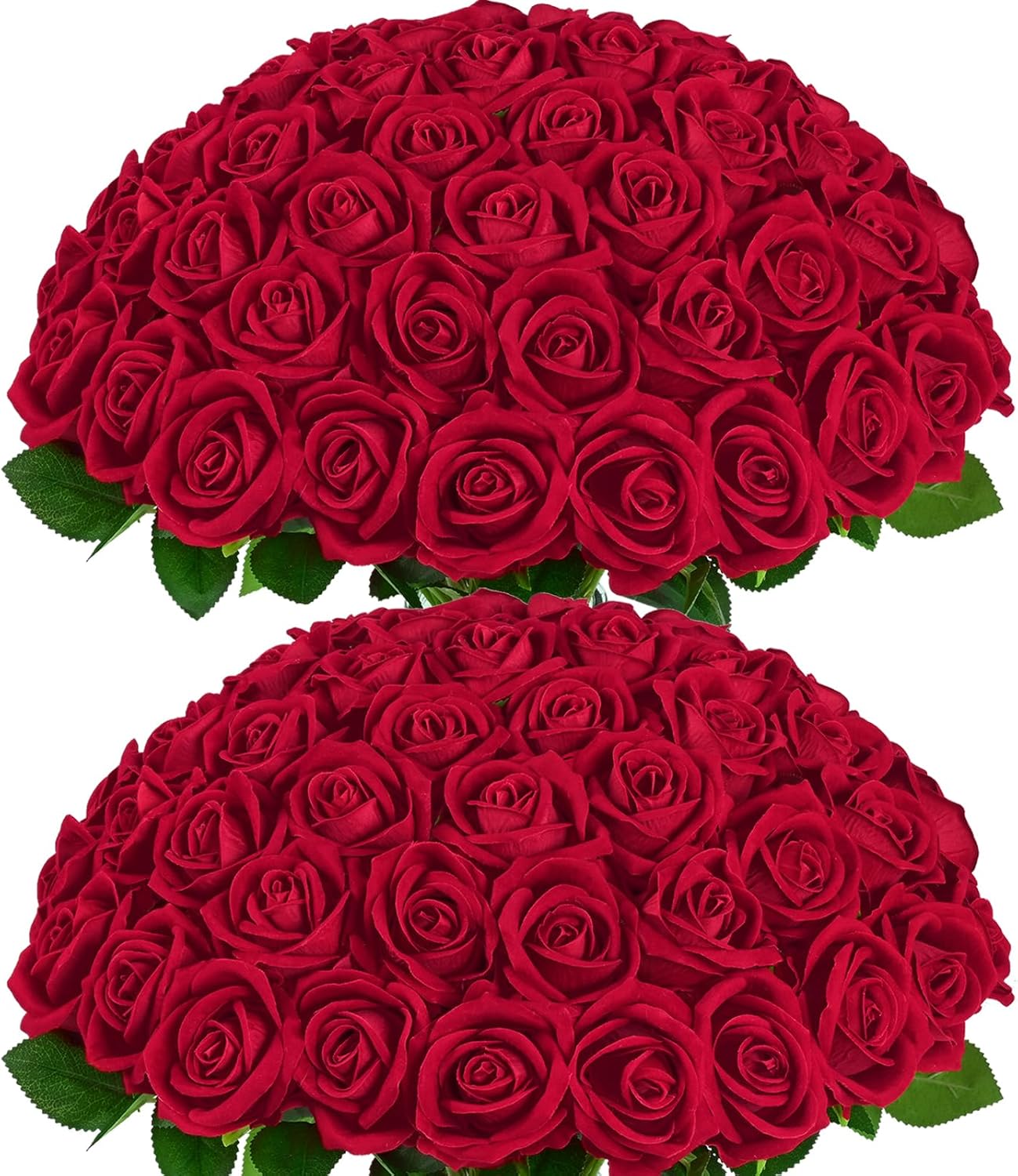 50 Pcs Red Roses Artificial Flowers for Romantic Decor