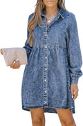 LookbookStore Women's Casual Denim Dress with Long Sleeves