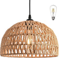 Hemp Rope Woven Pendant Light Boho Chandelier - Adjustable Cord