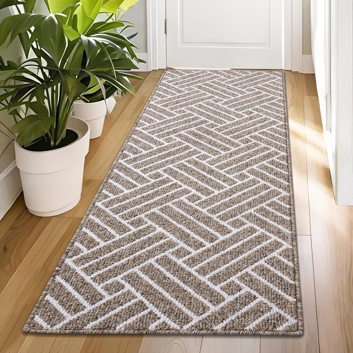 OLANLY Runner Indoor Door Mat for Entryway, 47x23 Inch Khaki