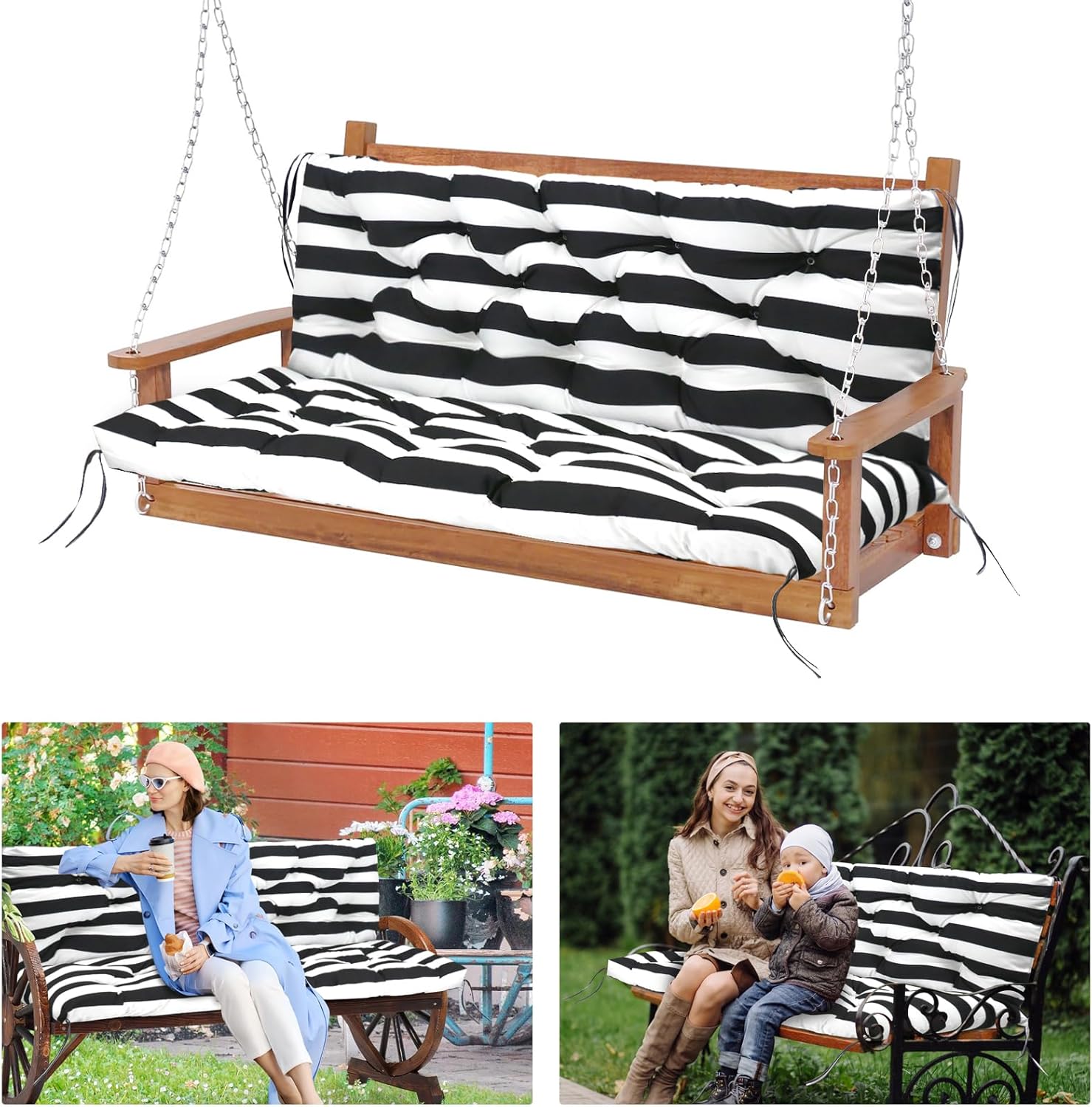 Porch Swing Cushions Waterproof 60x40 Outdoor Replacement Cushion