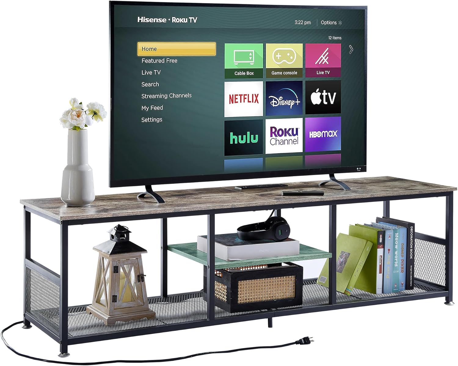 VECELO 62 TV Stand with Power Outlets - Organize Your Entertainment Space!
