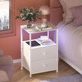 Tohomeor Sofa End Table with Charging Station and LED Light - Compact