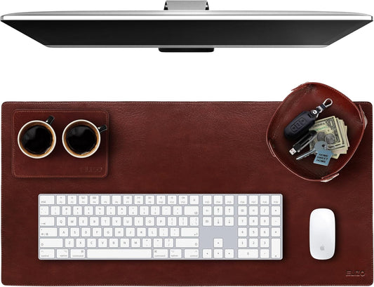 ELIZO Full-Grain Leather Desk Mat Set - Ultimate Protection & Style (32x16)