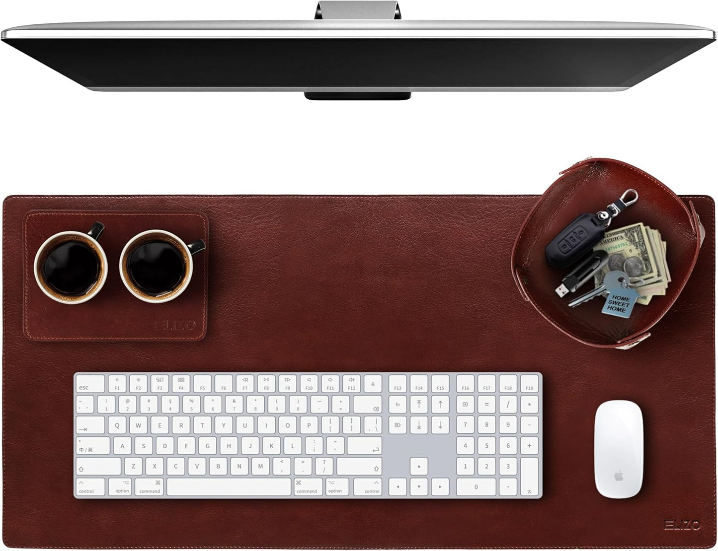 Elizo Leather Desk Mat Blotter Set - Premium Desk Accessories