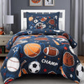 Twin Comforter Set for Boys with Glow Sports Balls - 5 Piece Twin