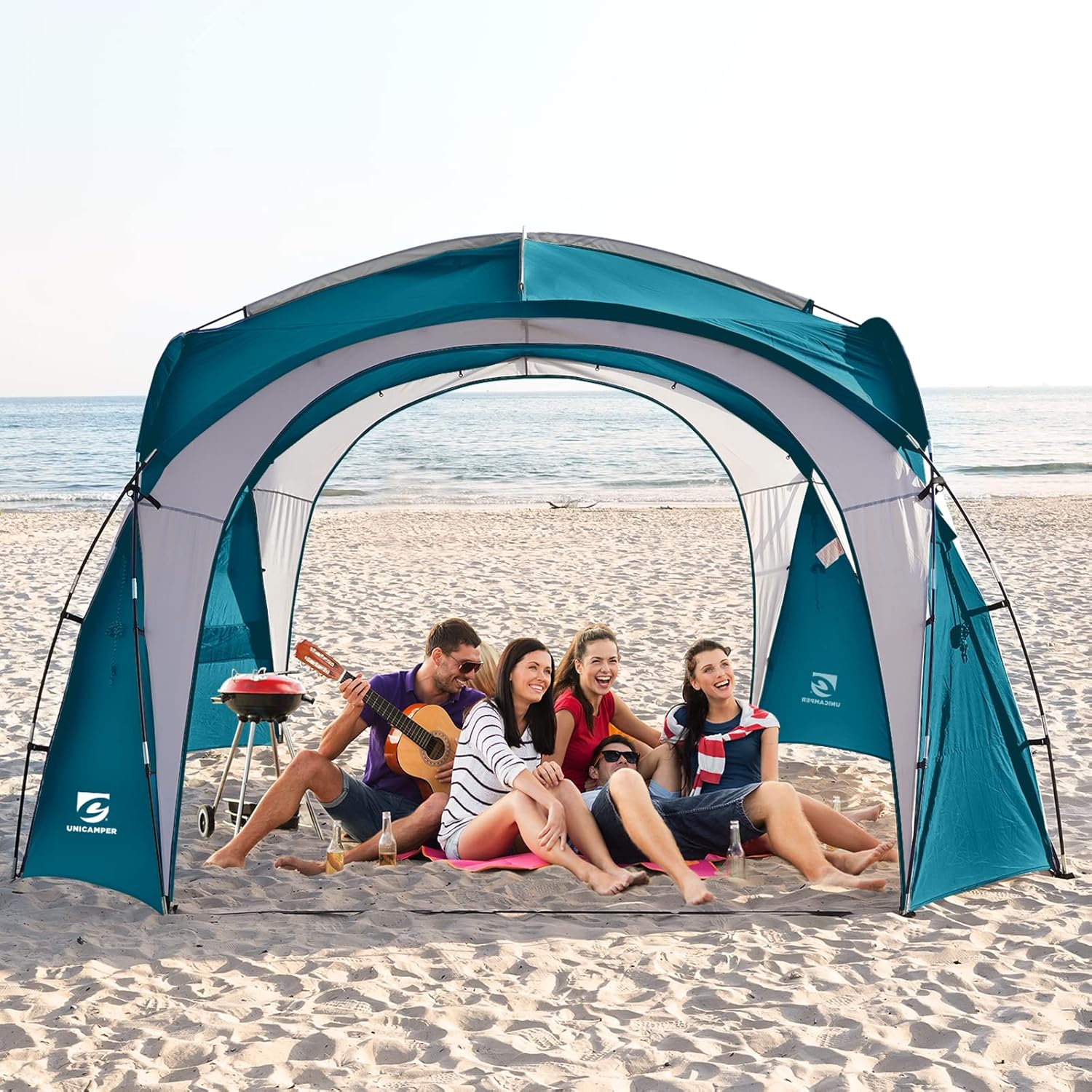 Large UPF50+ Beach Tent with Side Walls - Rainproof & Waterproof
