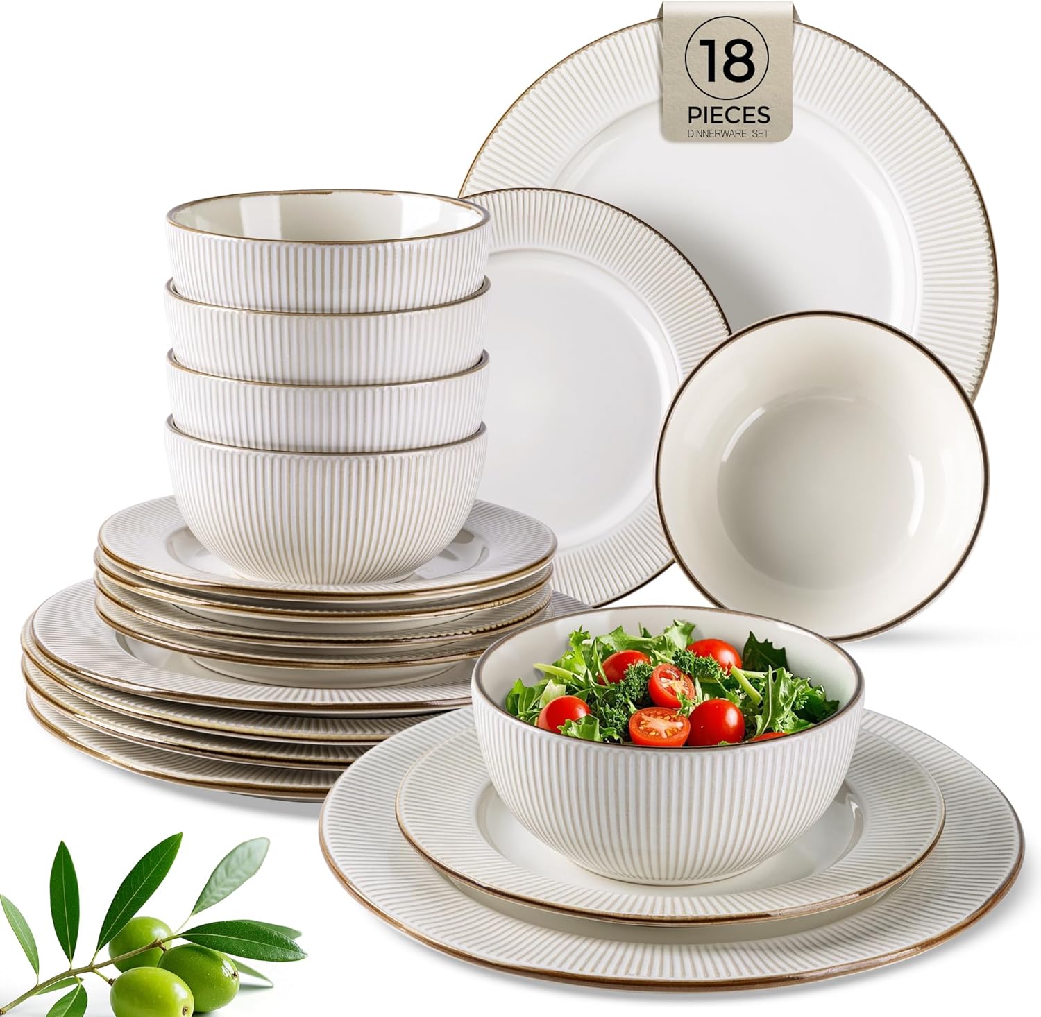 Elegant 18-Piece Ceramic Dinnerware Set for Stylish Dining