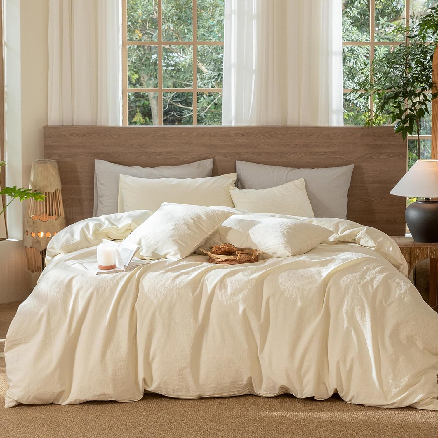 MooMee Wavy Striped Duvet Cover Set for Cozy Twin Bedding