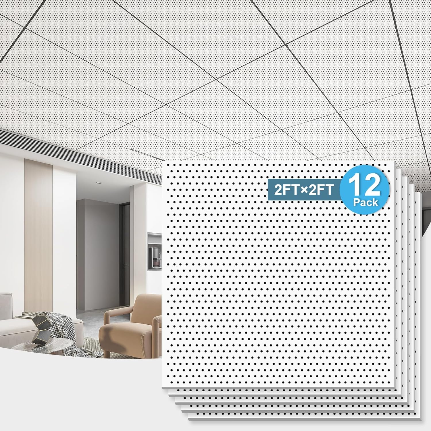 Art3d Acoustic Drop Ceiling Tiles for Soundproofing and Decor