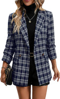 Plaid Houndstooth Blazer Jacket - Tailored, Fully Lined Office Blazer