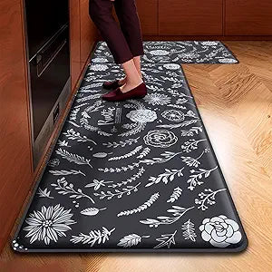 Anti Fatigue Kitchen Mats for Floor 2 Piece Set - Rustic Design