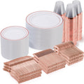 Goodluck 600 Pieces Rose Gold Disposable Plates for Parties
