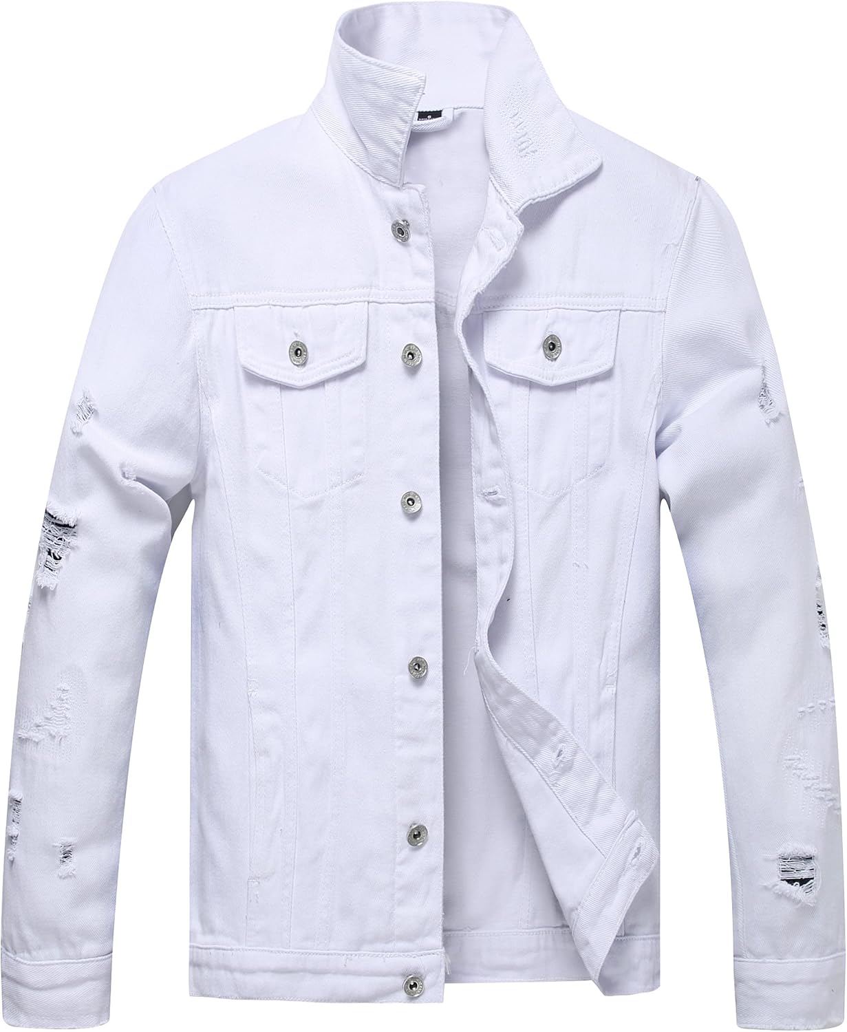LZLER Men's Distressed Denim Jacket - Vintage Slim Fit Style