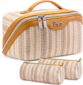 Travel Makeup Bag for Women: Large Capacity Vegan Leather Set