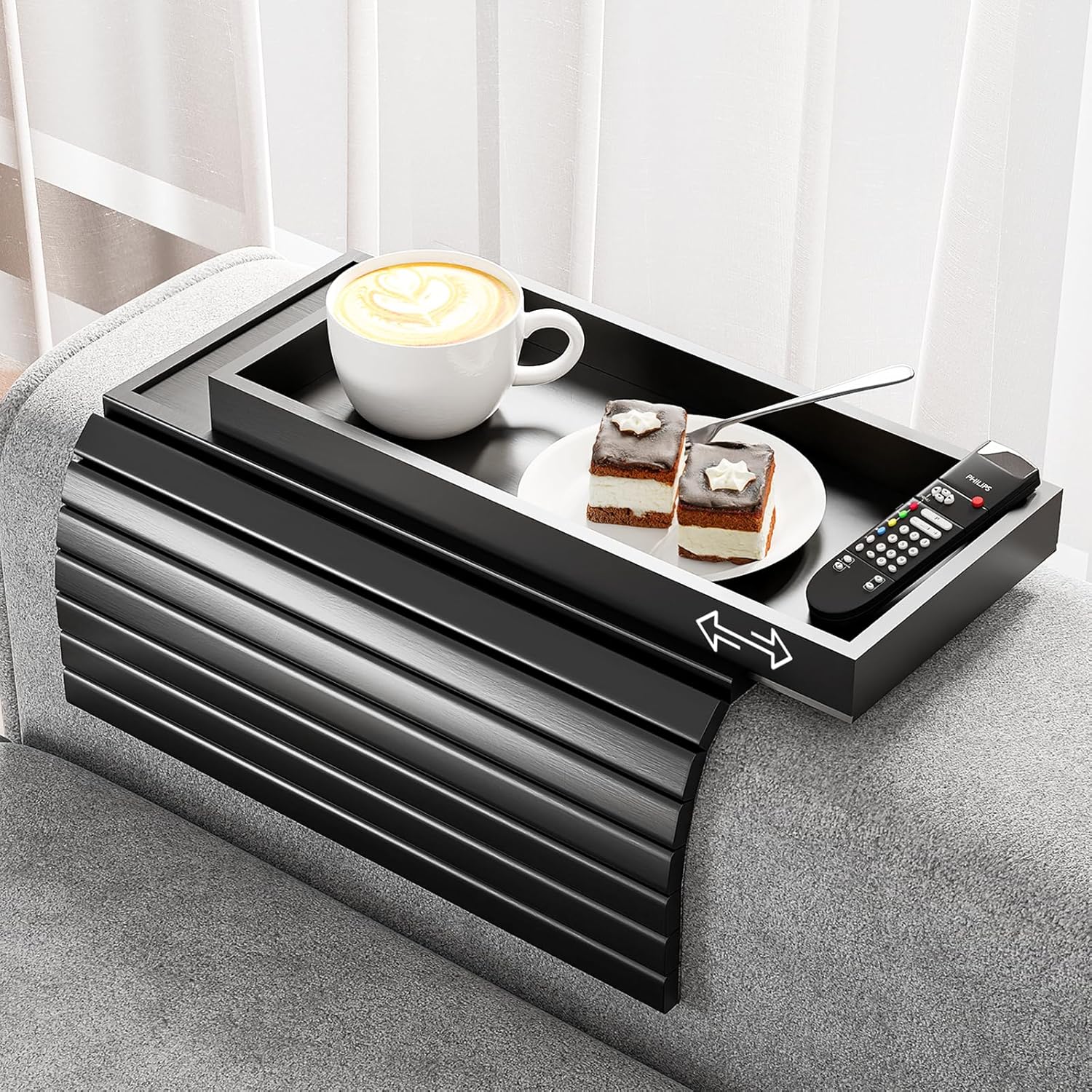 Sofa Arm Rest Tray Table for Couch - 2-in-1 Detachable Design