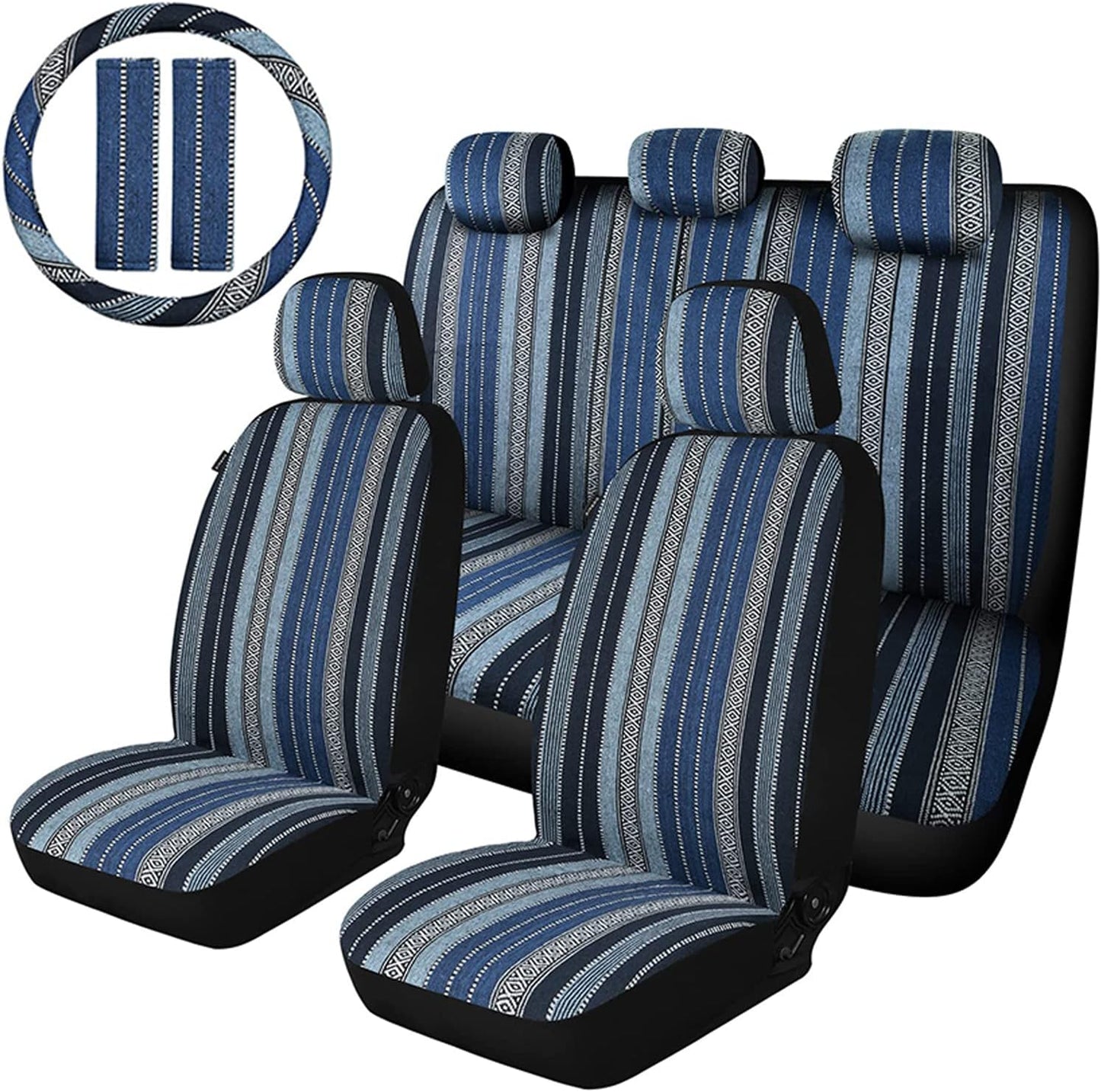AKAUTO Baja Saddle Blanket Car Seat Covers Full Set for All Cars