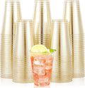 14 oz Gold Plastic Cups 100 Pack - Elegant Disposable Party Tumblers