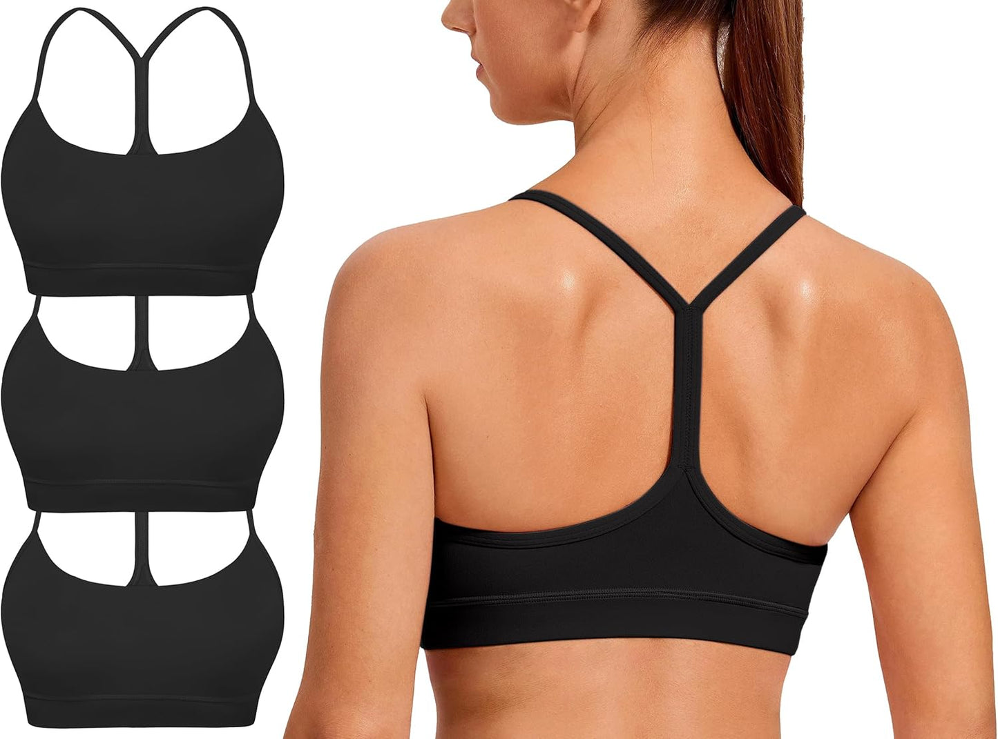 Spaghetti Strap Padded Sports Bras for Women - Y Back Design